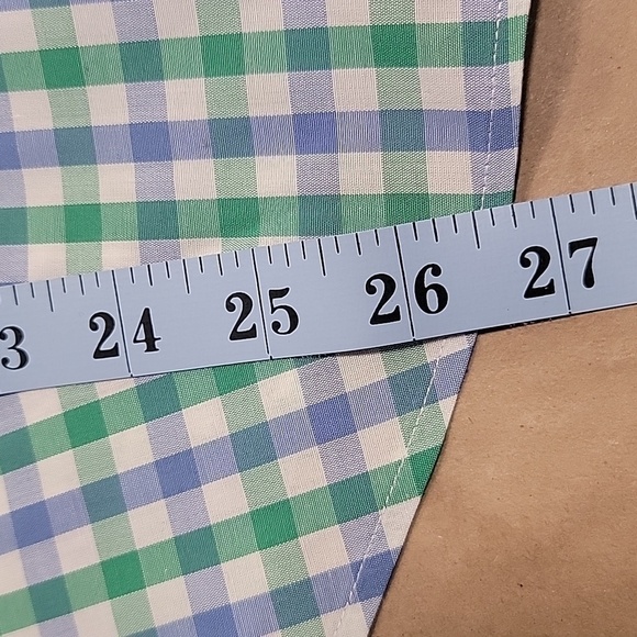 Talbots, Size 8 Blue, Green & White Checkered Sleeveless Shirt, Scalloped Edges - Picture 8 of 11